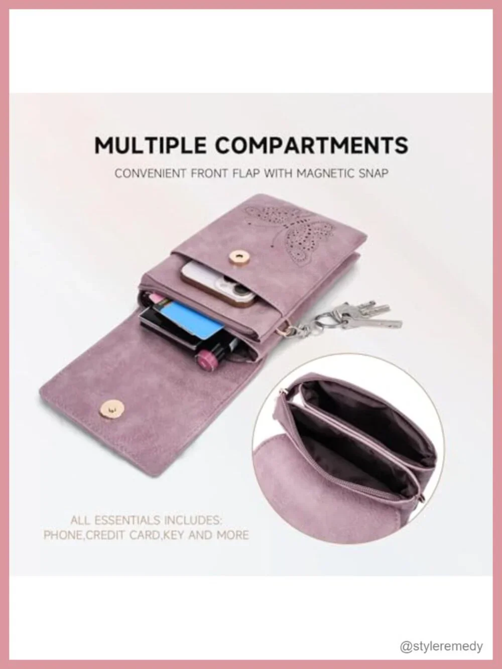 Vegan Leather Crossbody Phone Purse with Adjustable Strap